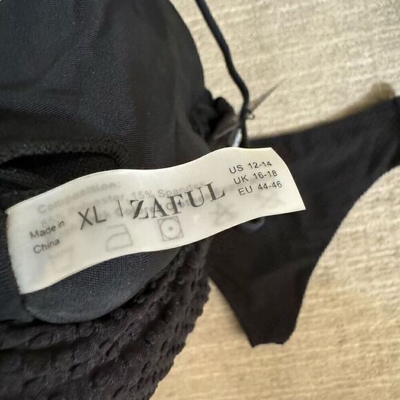 Zaful Black Texured Two Piece High Cut Bikini XL NWT - Picture 5 of 7